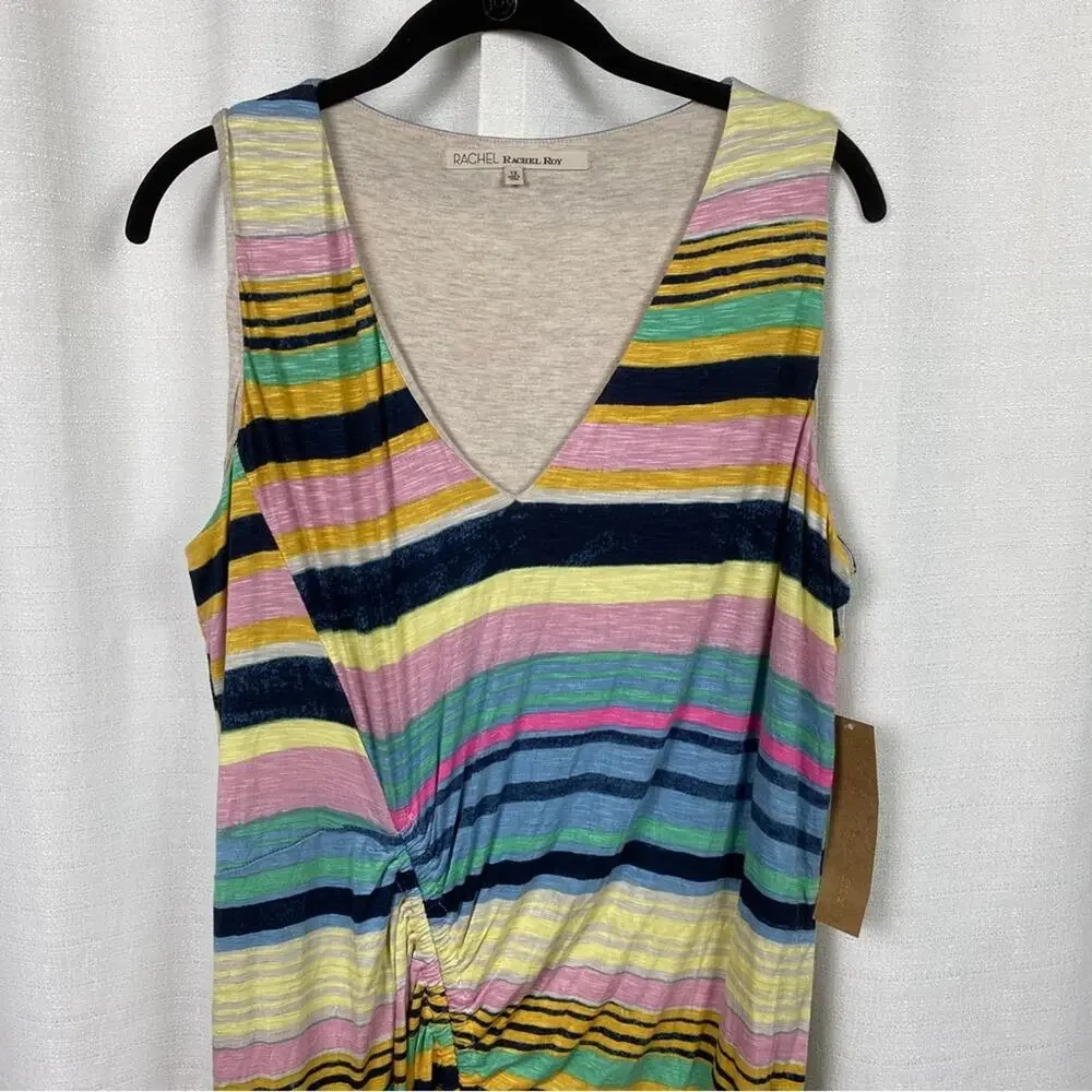 Rachel Rachel Roy April Navy Combo Striped Hem Tie Dress Sz.1X NWT - Picture 6 of 16